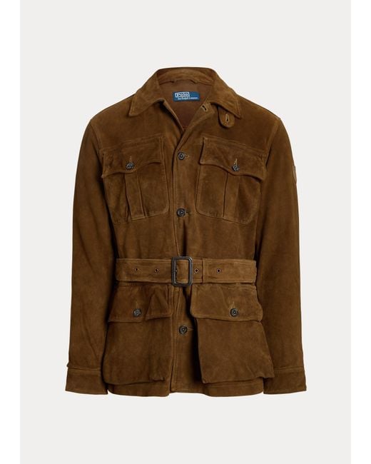 Polo Ralph Lauren Brown Suede Belted Utility Jacket for men