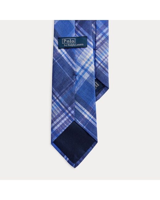 Polo Ralph Lauren Blue Plaid Linen Tie for men