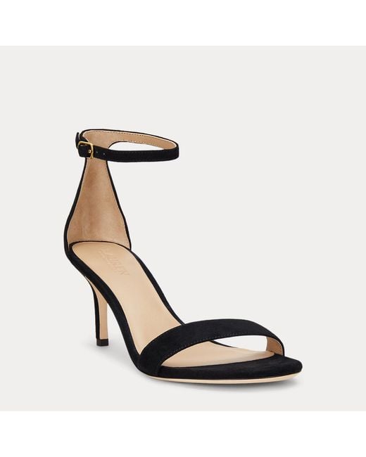 Ralph Lauren Black Ralph Lauren Allie Mid-Heel Suede Sandal