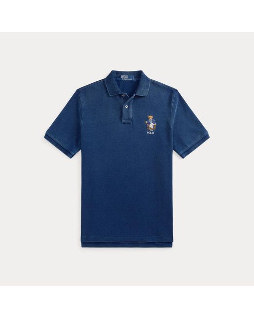Ralph Lauren Blue Classic Fit Polo Bear Mesh Polo Shirt for men
