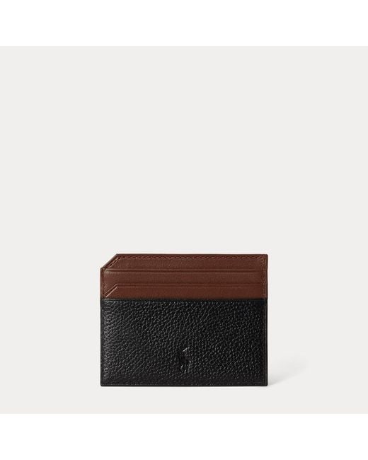 Polo Ralph Lauren Black Two-Tone Leather Card Case for men