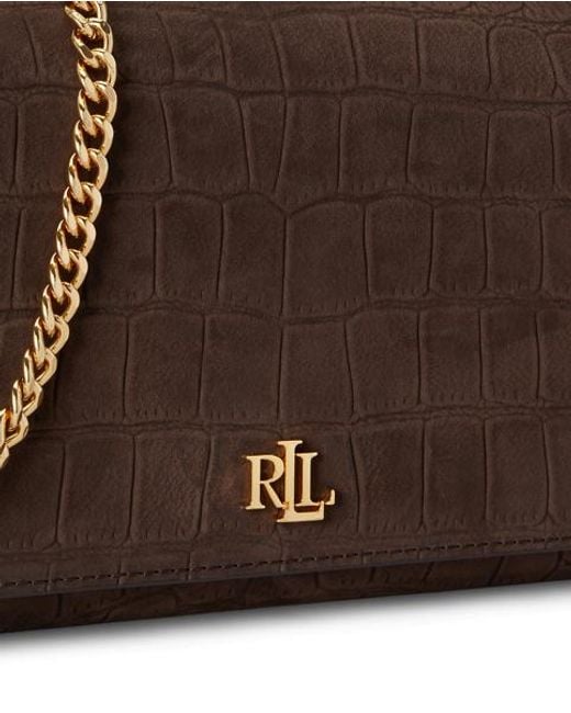 Ralph Lauren Brown Medium Adair Ii Croc-Embossed Crossbody