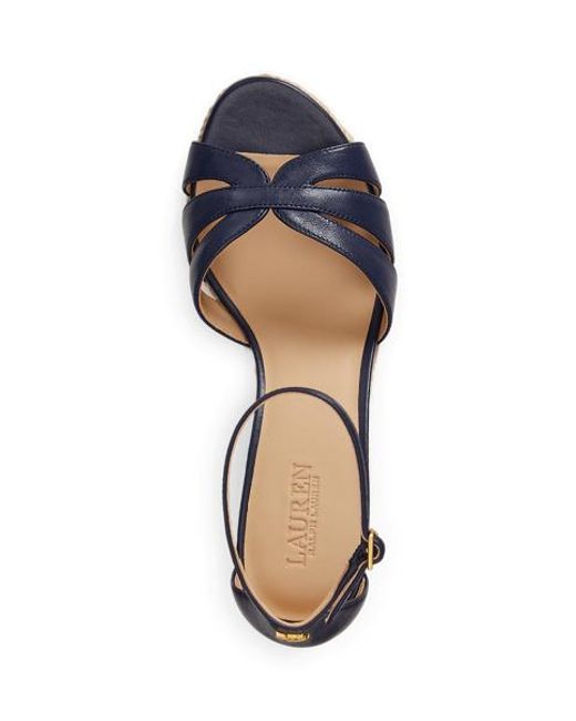 Ralph Lauren Blue Nellie Nappa Leather Espadrille
