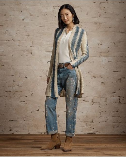 RRL White Stretch Waffle-Knit Henley Shirt