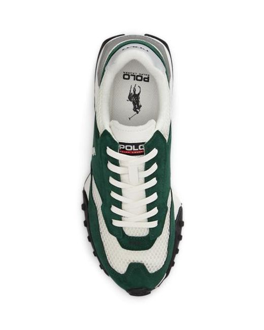 Polo Ralph Lauren Green Eldridge Suede-Panelled Trainer for men