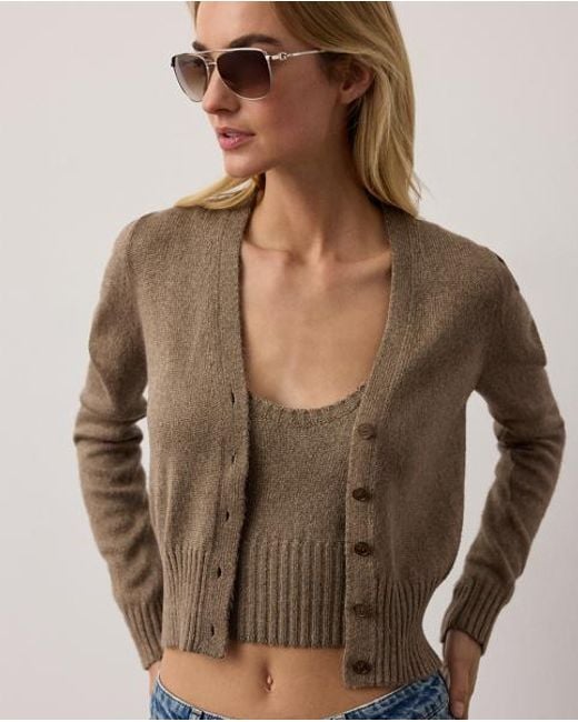 Ralph Lauren Brown Silk-Blend Mouliné Cardigan