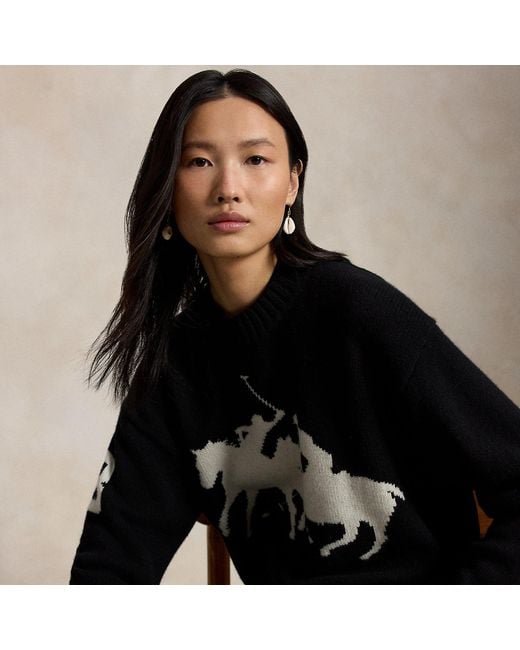 Polo Ralph Lauren Black Graphic Wool Crewneck Jumper