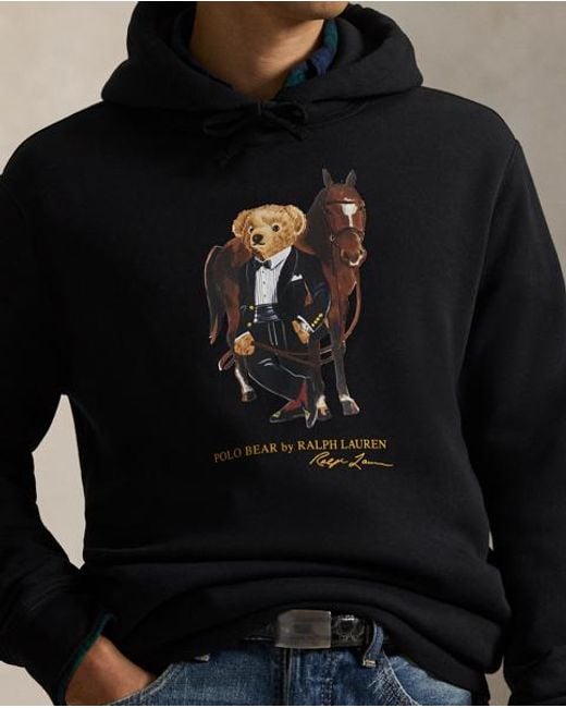 Polo Ralph Lauren Black Polo Bear Fleece Hoodie for men