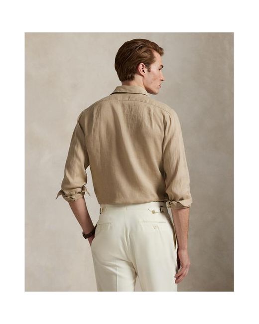 Camicia in lino Custom-Fit di Polo Ralph Lauren in Natural da Uomo