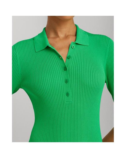 Lauren by Ralph Lauren Ribgebreide Polo-jurk in het Green