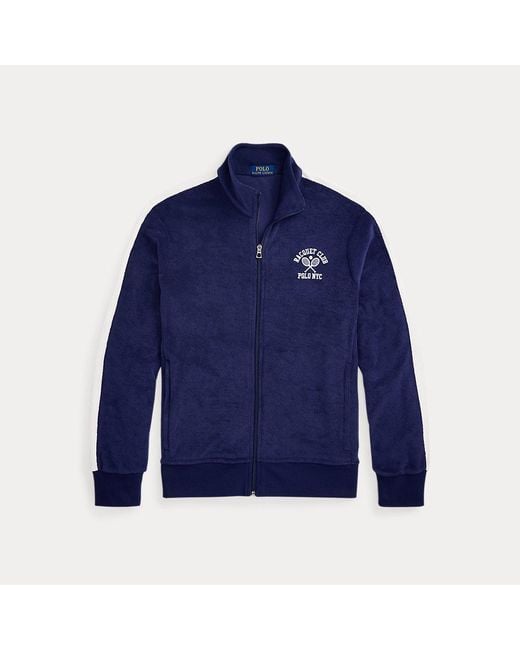 Polo Ralph Lauren Blue Embroidered Terry Track Jacket for men