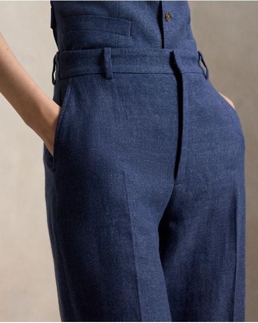 Polo Ralph Lauren Blue Beaton Linen-Cotton Pant