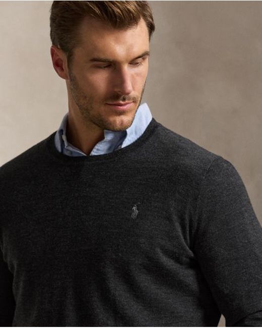 Polo Ralph Lauren Gray Washable Wool Crewneck Jumper for men