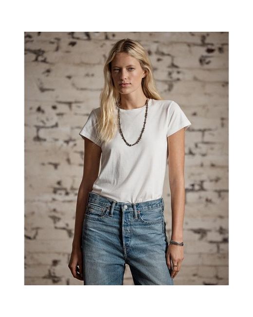 RRL White Cotton Jersey Crewneck T-shirt