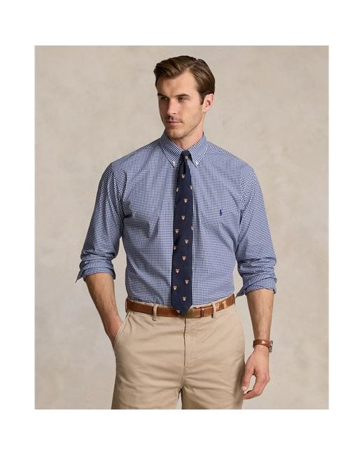 Ralph Lauren Blue Big & Tall - Striped Stretch Poplin Shirt for men