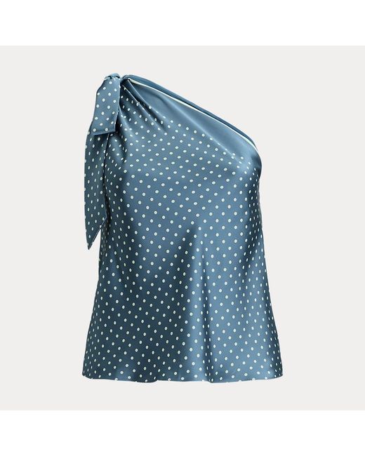 Tallas Grandes - Blusa de charmeuse con lunares Lauren by Ralph Lauren de color Blue