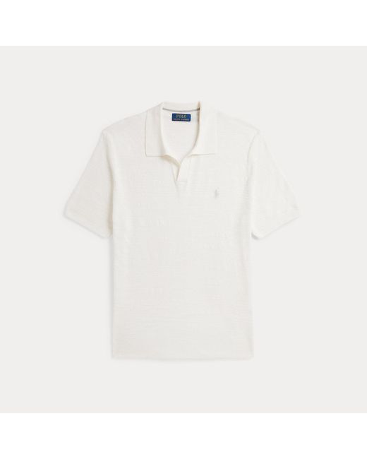 Polo Ralph Lauren White Cotton-Linen Polo-Collar Jumper for men