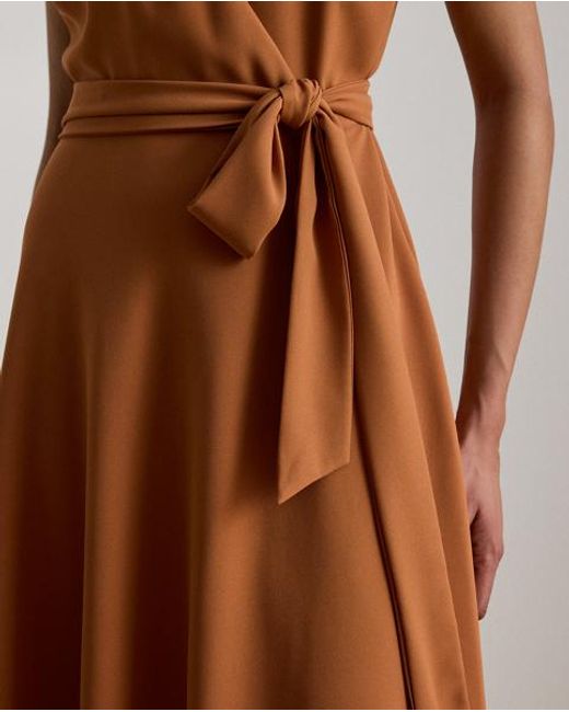 Ralph Lauren Brown Belted Georgette Surplice Dress