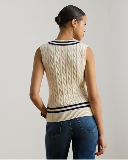 Ralph Lauren Natural Cable-Knit Cotton Cricket Sweater Vest