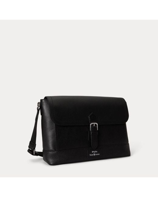 Borsa da postino in pelle martellata di Polo Ralph Lauren in Black da Uomo