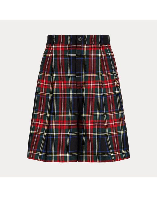 Polo Ralph Lauren Black Plaid Pleated Wool Short