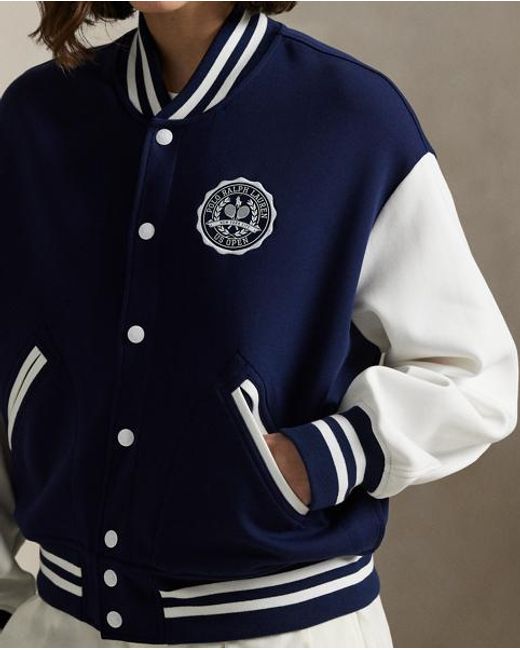 Ralph Lauren Blue Doppellagige Baseballjacke Us Open