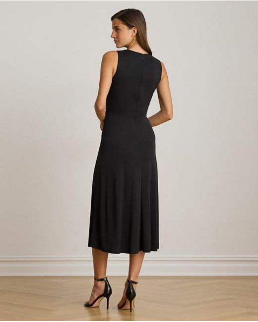 Ralph Lauren Black Twist-Front Sleeveless Jersey Dress