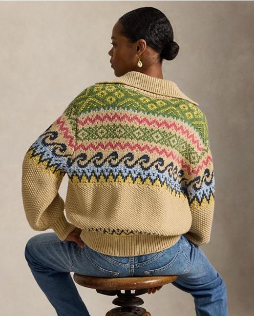 Polo Ralph Lauren Metallic Fair Isle Lace-Up Jumper