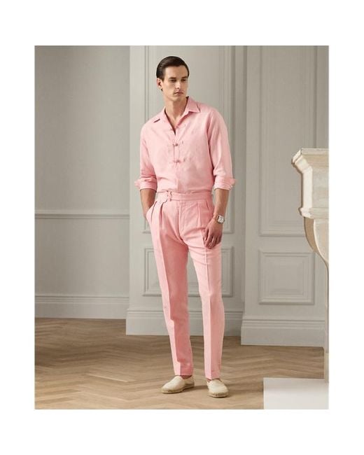 Ralph Lauren Purple Label Handgeschneiderte Hose Gregory mit Seide in Pink für Herren