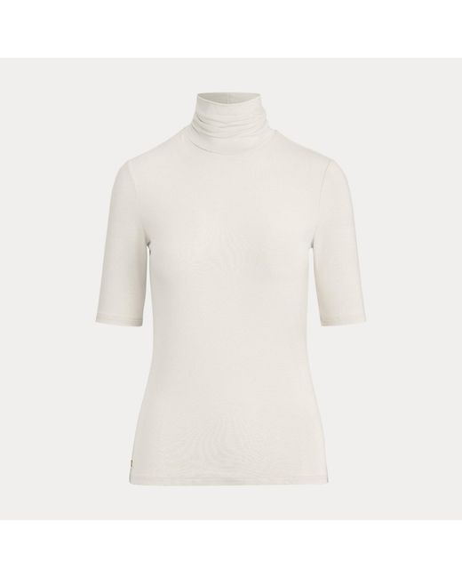 Ralph Lauren White Stretch Jersey Roll Neck