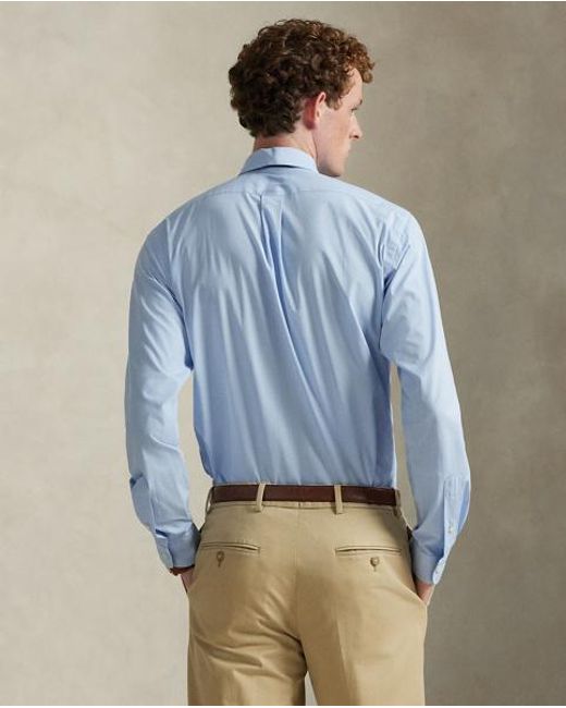 Polo Ralph Lauren Blue Custom Fit Stretch Poplin Shirt for men