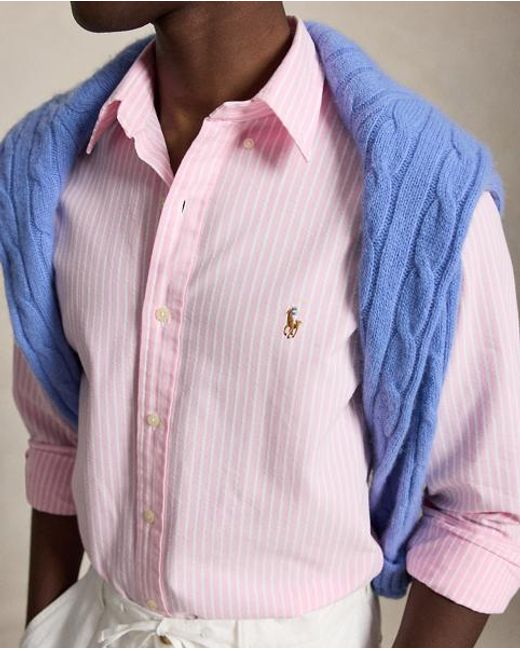 Polo Ralph Lauren Pink Custom Fit Seersucker Oxford Shirt for men