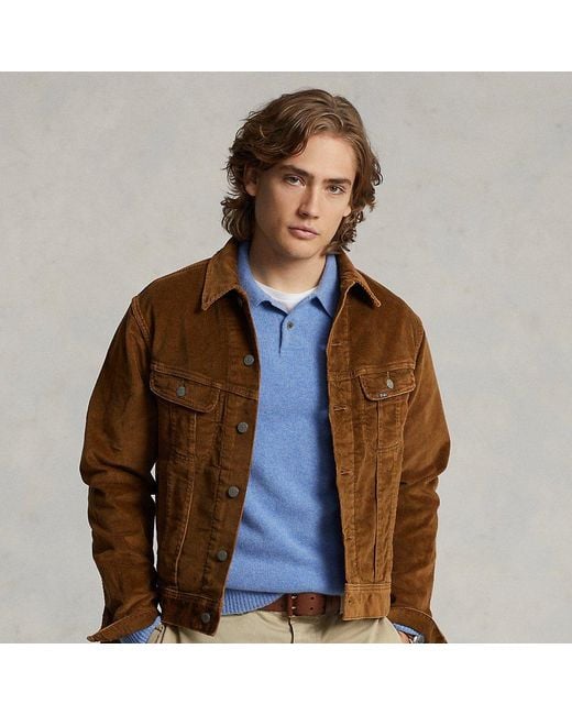 Ralph Lauren Stretch Corduroy Trucker Jacket in Brown for Men Lyst