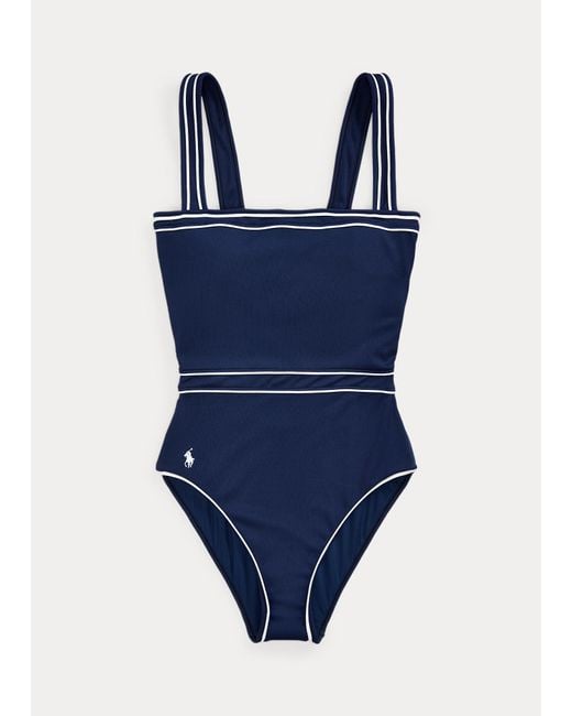 Polo Ralph Lauren Blue Ribbed Racerback One-piece
