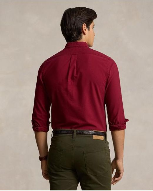 Camisa Oxford Slim Fit Teñida En Prenda Polo Ralph Lauren de hombre de color Red