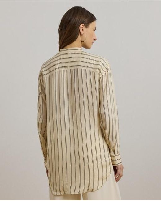 Ralph Lauren Brown Gestreiftes Tunikahemd Aus Jacquard