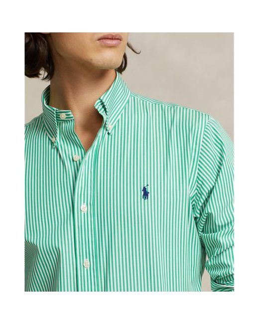 Polo Ralph Lauren Gestreiftes Custom-Fit Hemd aus Popeline in Green für Herren