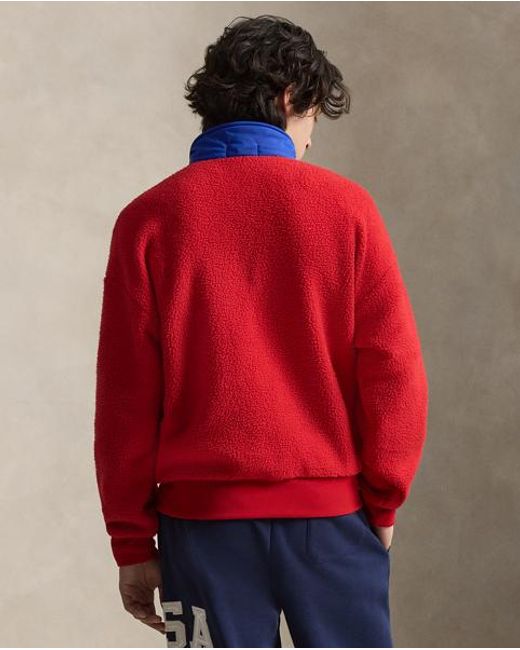 Polo Ralph Lauren Red Relaxed Fit Flag Fleece Pullover for men