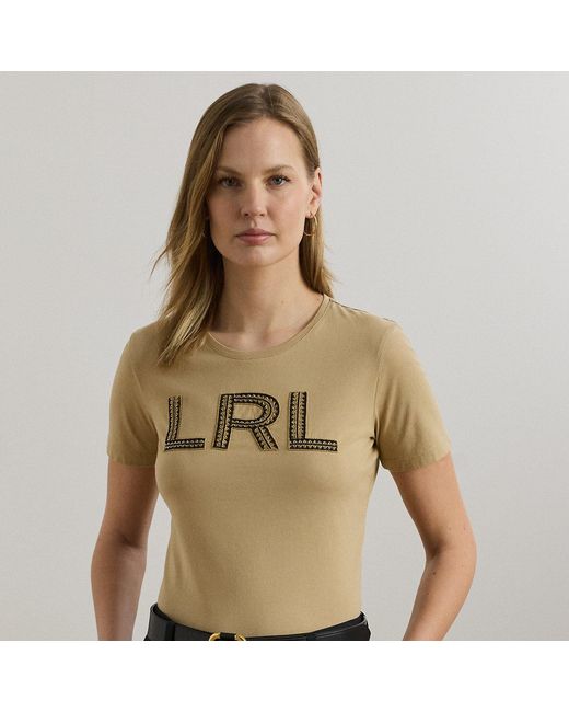 Ralph Lauren Yellow Beaded-Logo Cotton Jersey T-Shirt