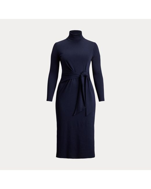 Taglie Plus - Abito dolcevita con fiocco di Ralph Lauren in Blue
