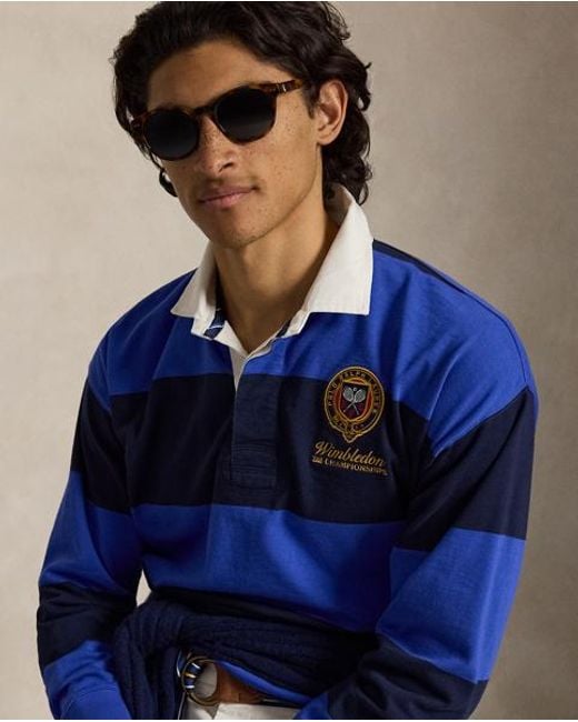 Polo Ralph Lauren Blue Wimbledon Striped Rugby Shirt for men