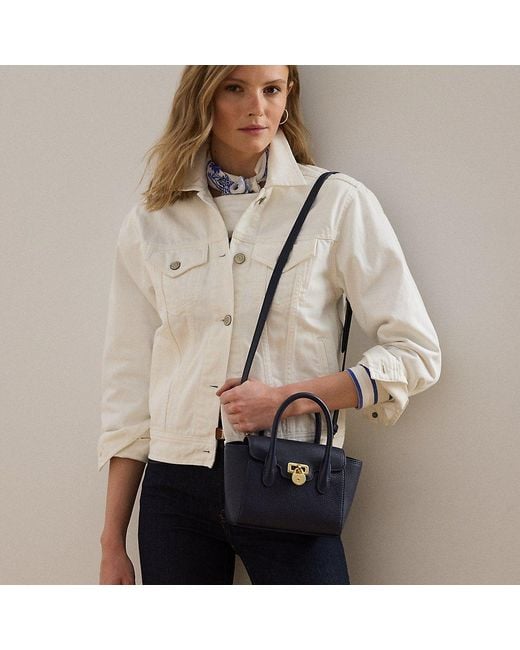 Ralph Lauren Blue Kleine Narbenleder-Umhängetasche Tanner