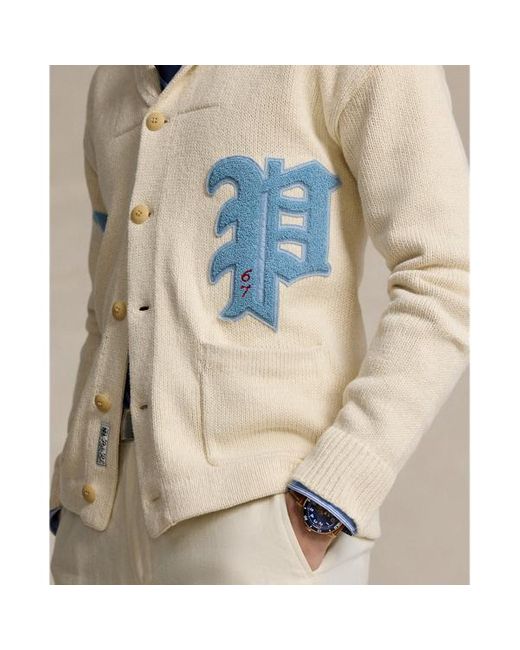 Polo Ralph Lauren Blue Cotton-linen Letterman Cardigan for men