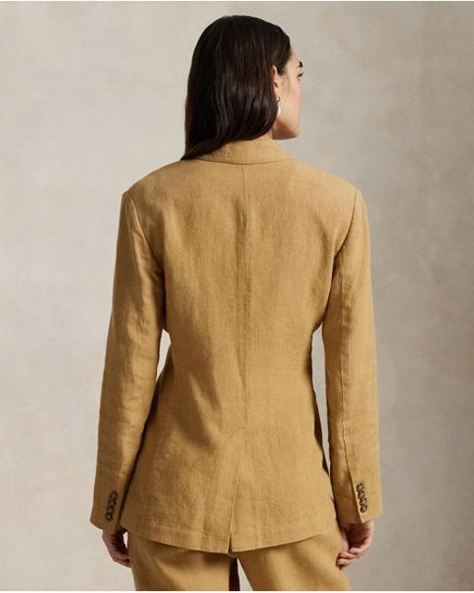Blazer De Lino Con Doble Botonadura Polo Ralph Lauren de color Natural
