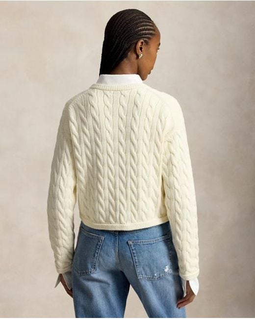 Polo Ralph Lauren Natural Cable-Knit Cotton-Blend Cardigan