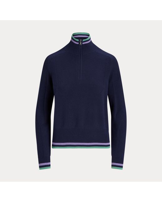 Cremallera Corta Con Ribete De Rayas Ralph Lauren de color Blue