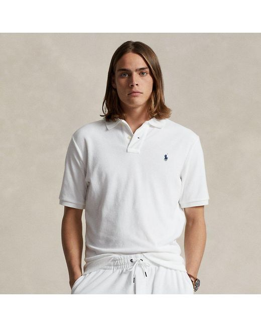 Ralph Lauren White Classic Fit Terry Polo Shirt for men