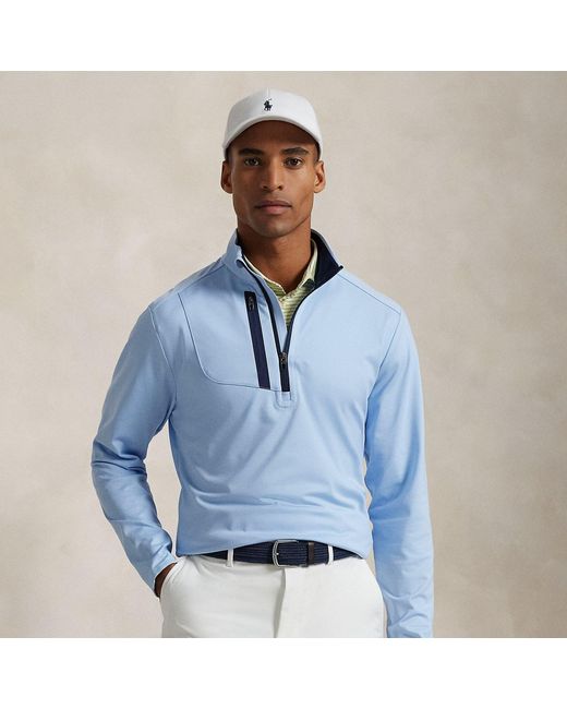 Ralph Lauren Blue Stretch Jersey Quarter-Zip Pullover for men