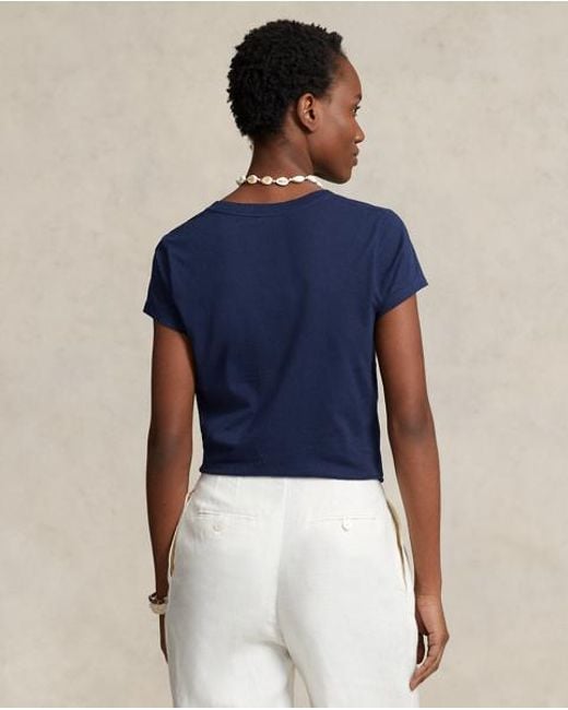 Polo Ralph Lauren Blue Cotton Jersey V-Neck T-Shirt