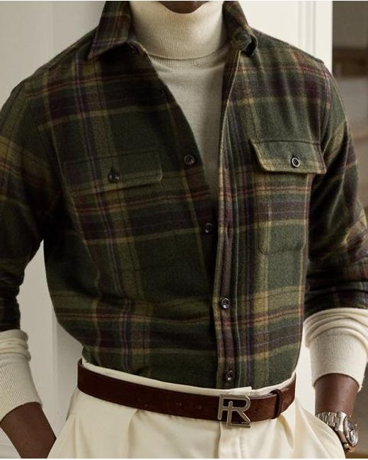Ralph Lauren Kariertes Kaschmirhemd in Green für Herren